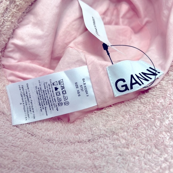 GANNI Logo Embroidered Terrycloth Bucket Beach Hat - Pink - Picture 7 of 7